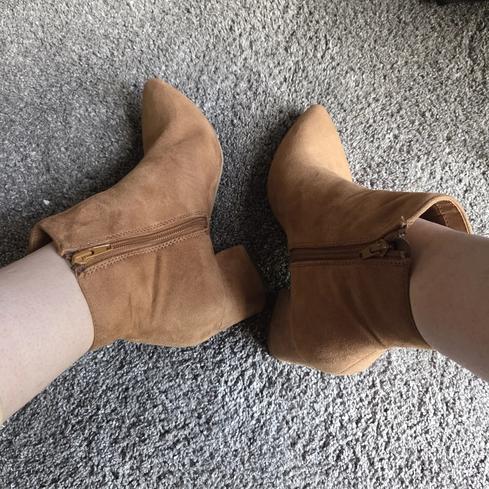 Soda Tan Suede Ankle Booties - Picture 2 of 6